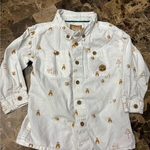 Souris Mini White Shirt with Brown Animal Print